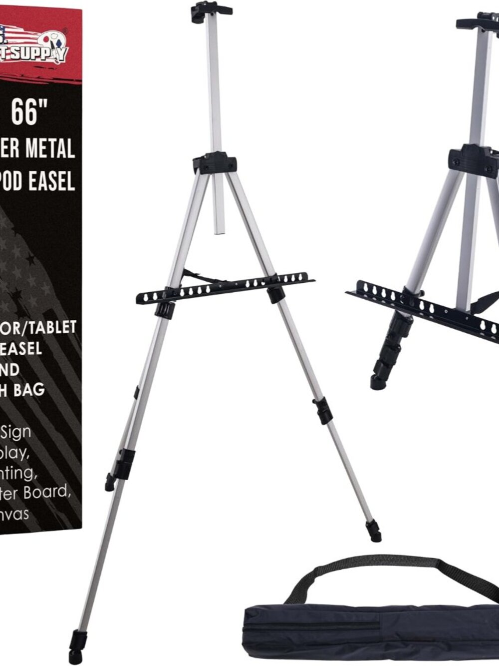66" Silver Metal Tripod Easel Display